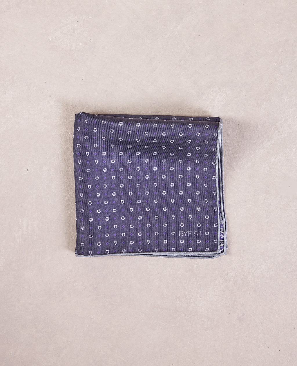 The Silk Pocket Square - Double Face - 100% Silk Pocket Square - Navy Purple Paisley Dot